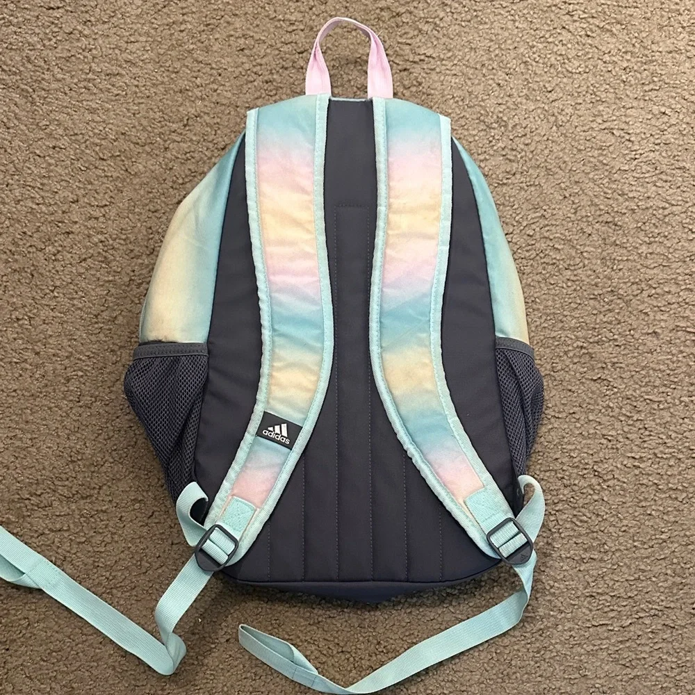 adidas Womens Backpack Pastel Tie Dye School Travel Bag Pink Mint OS - Picture 2 of 6